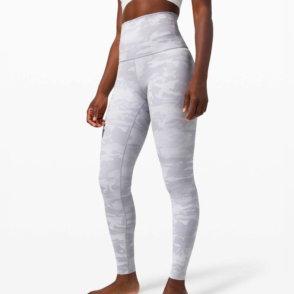 Lululemon Wunder Under High Rise Incognito Camo Jacquard White Leggings Size 6